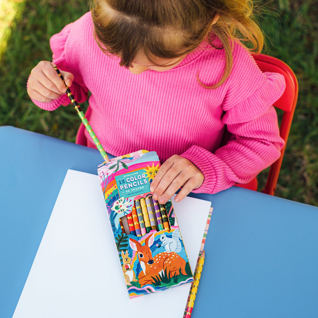 eeBoo Fawn & Sun Jumbo Double-Sided Colored Pencils