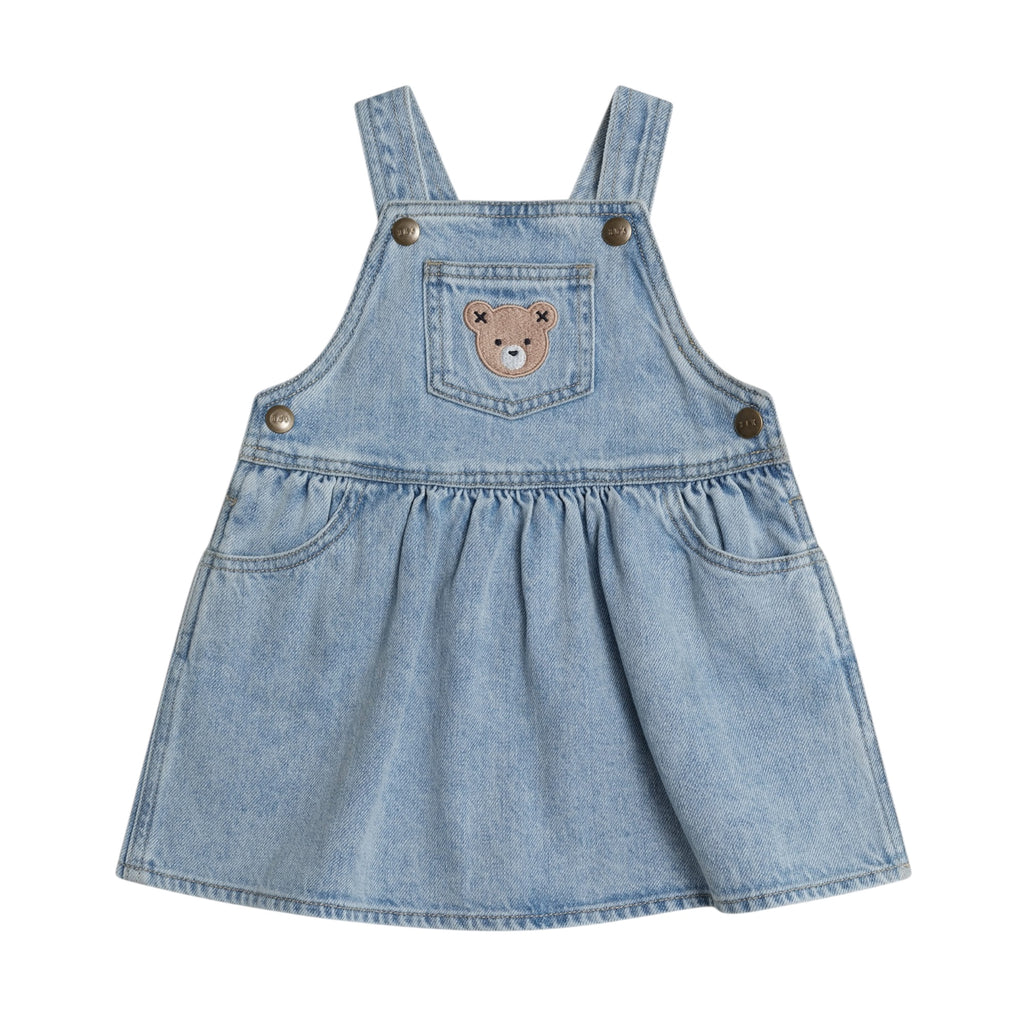 Huxbaby Dreamy Denim Overall Dress & I Heart Cake Ribbed l/s Top ~ Purple/Denim