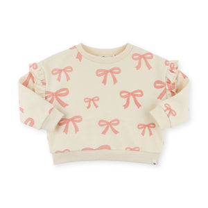 Oh Baby! Pink Bows Ruffle Boxy Sweatshirt & Brooklyn Joggers Set ~ Natural