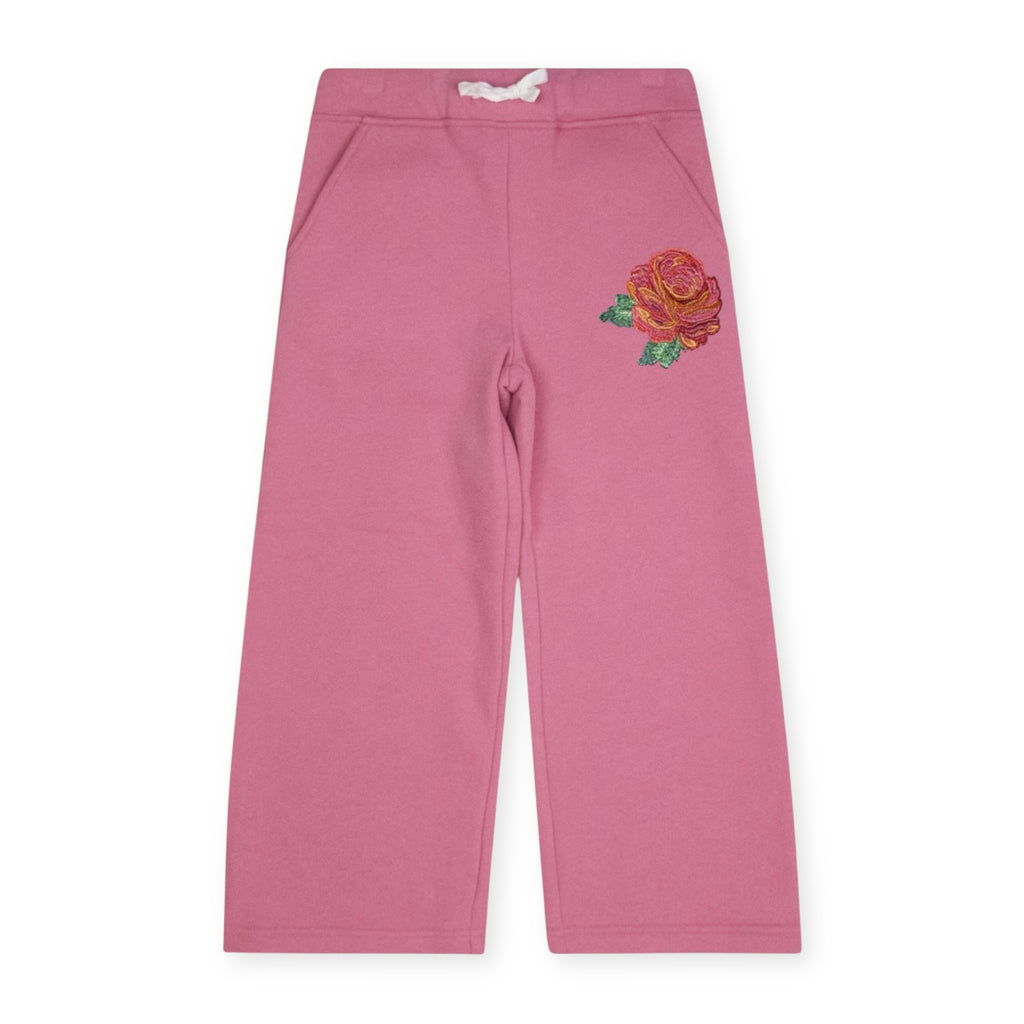 Appaman Girls Lisa Cropped Sweatshirt & Samantha Wide Leg Sweats Set 7-12 ~ Moss/Pink Flower