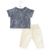 Play Up Baby Printed T-Shirt & Woven Pants Set ~ Palms Charcoal/Natural