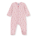 Petit Bateau Velour Front Snap Floral Print Footie ~ Pink Multi