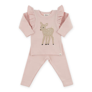 Oh Baby! Deer Millie Ruffle 2pc Set ~ Dusty Pink