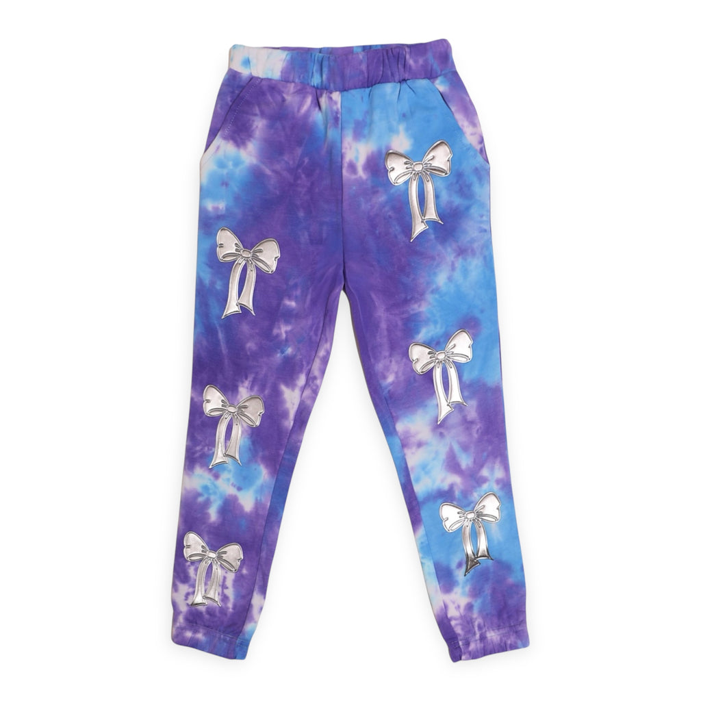 MIA New York Bow Sweatshirt & Sweatpants Set ~ Purple/Blue Tie Dye