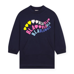 Billieblush l/s "Bla Bla" French Terry Dress ~ Indigo