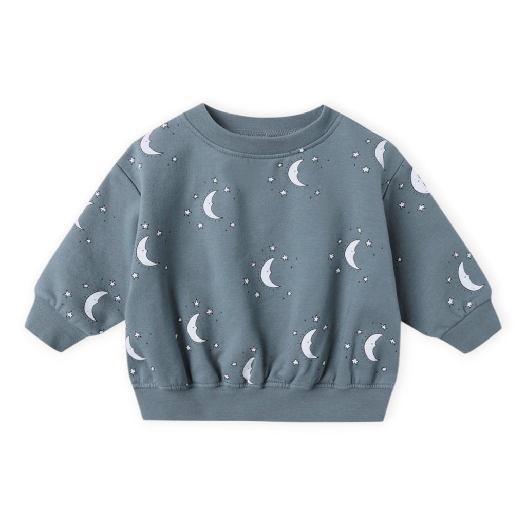 Quincy Mae Relaxed Fleece Sweatshirt & Sweatpants Set ~ Silver Moons/Ocean