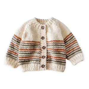 The Blueberry Hill Knit Woodland Stripe Cardigan ~ Cream/Multi
