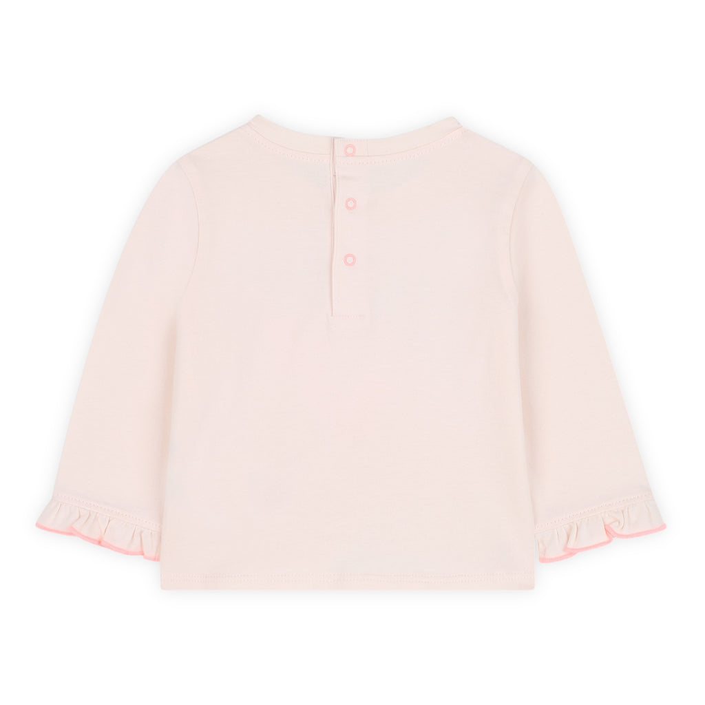 Billieblush Baby Love l/s T-Shirt w/ Ruffle & Embroidered Denim Pants Set ~ Pink/Blue