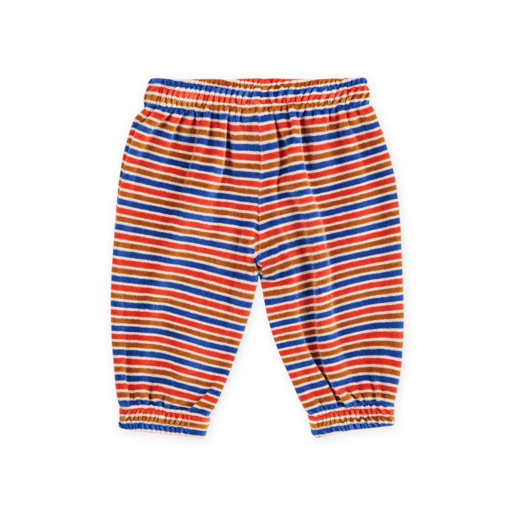 Bobo Choses Baby Have Fun Striped Velour Zip Hoodie, Doggy Mate l/s Tee & Joggers Set ~ Red/Blue Multi