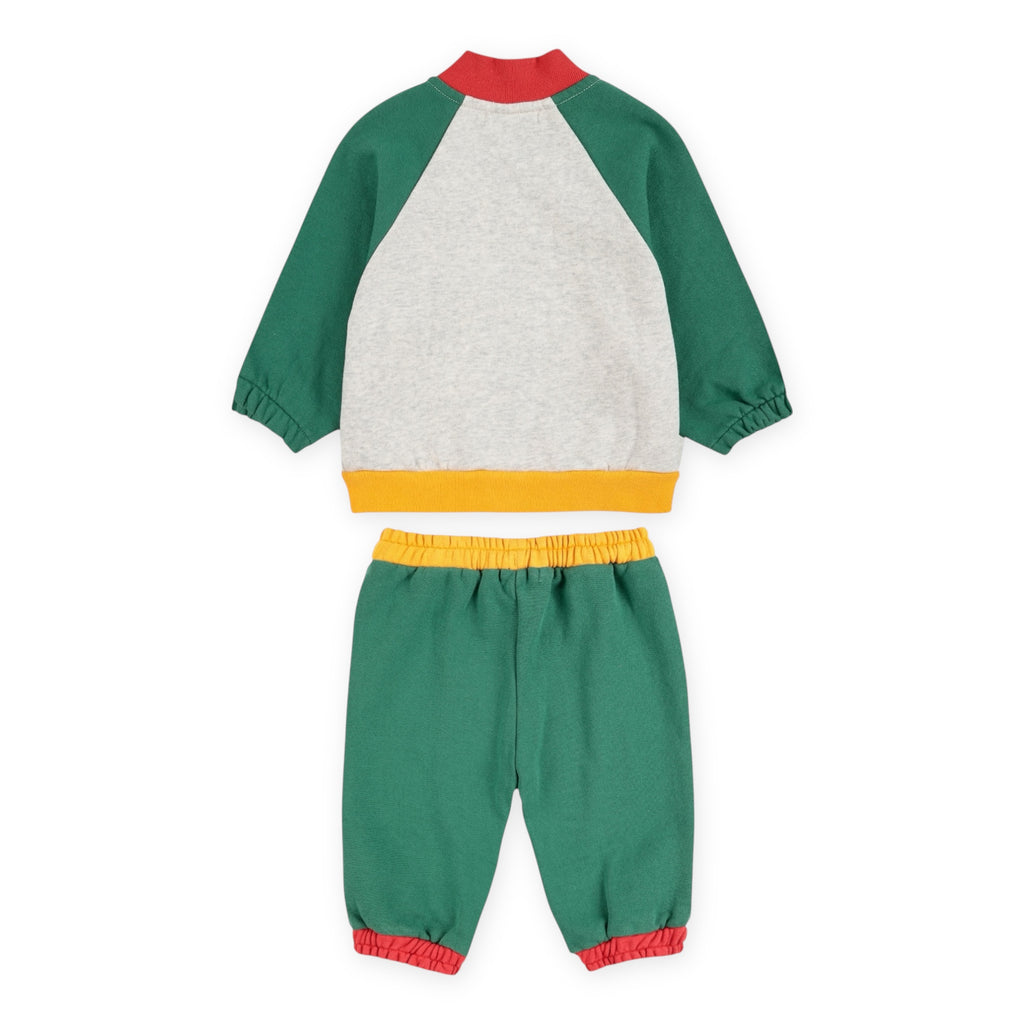 Bobo Choses Baby Tic Tac Toe Color Block Zip Sweatshirt, Duck l/s Tee & Joggers Set ~ Navy/Green Multi