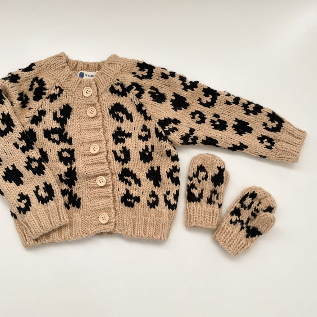 The Blueberry Hill Knit Cheetah Cardigan ~ Latte/Black