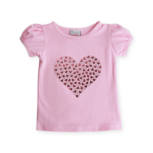 Sparkle Sisters Full of Hearts Puff Sleeve Tee ~ Pink