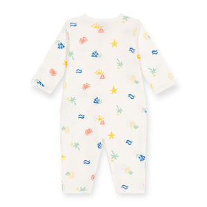 Petit Bateau l/s Sea World Print Romper ~ White Multi