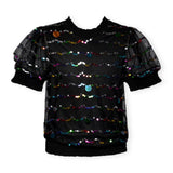 Hannah Banana Colorful Sequin Mesh Top & Circle Skirt Set 7-12 ~ Black Multi