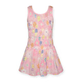 Hannah Banana Smocked Floral Print Sequin Dress ~ Pink Multi