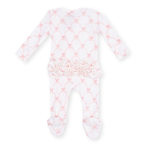 Angel Dear 2 Way Zipper Thermal Ruffle Footie ~ Ribbon Bow Trellis