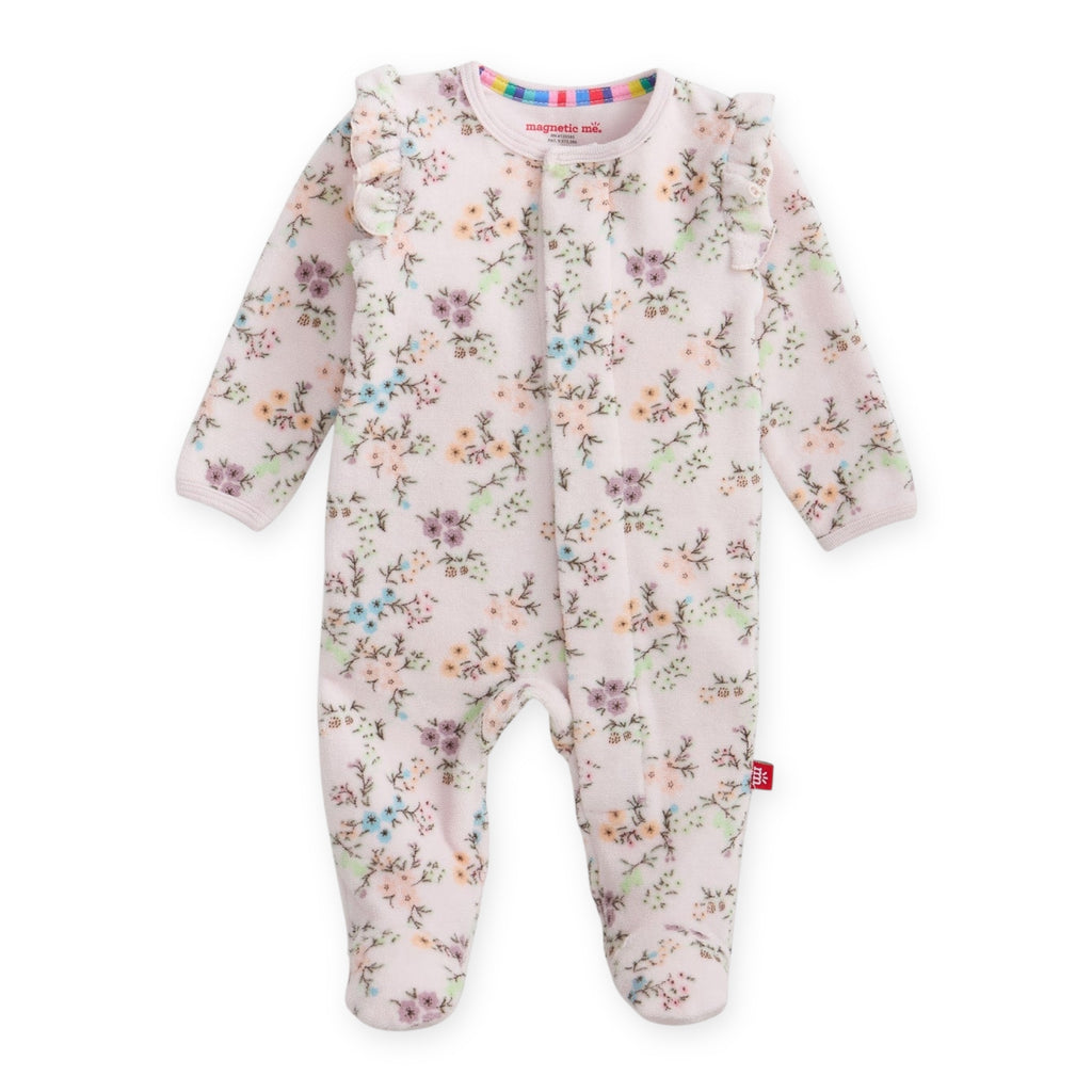Magnetic Me Velour Ruffle Footie ~ Emily