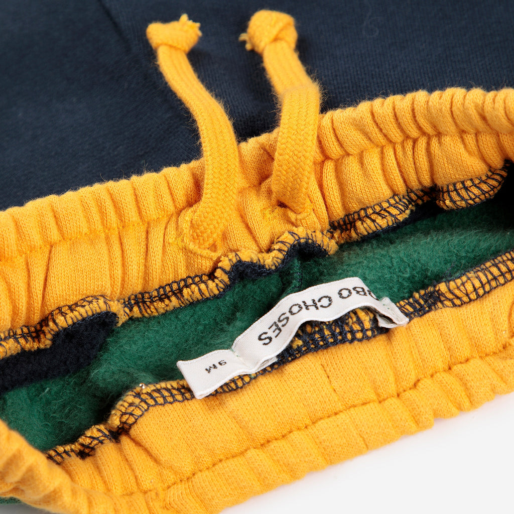 Bobo Choses Baby Tic Tac Toe Color Block Zip Sweatshirt, Duck l/s Tee & Joggers Set ~ Navy/Green Multi