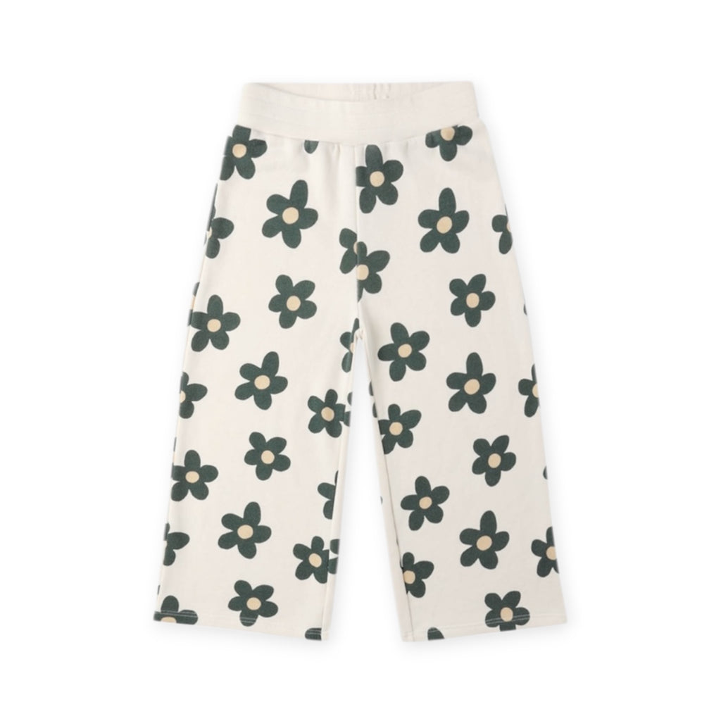 Rylee + Cru Girls Oversized Sweatshirt & Wide Leg Sweatpants Set ~ Daisy/Natural