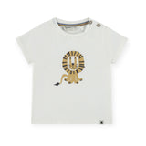 Babyface Baby Boy Lion T-Shirt & Printed Sweatshorts Set ~ Off-White/Ochre