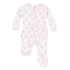 Angel Dear 2 Way Zipper Thermal Ruffle Footie ~ Ribbon Bow Trellis
