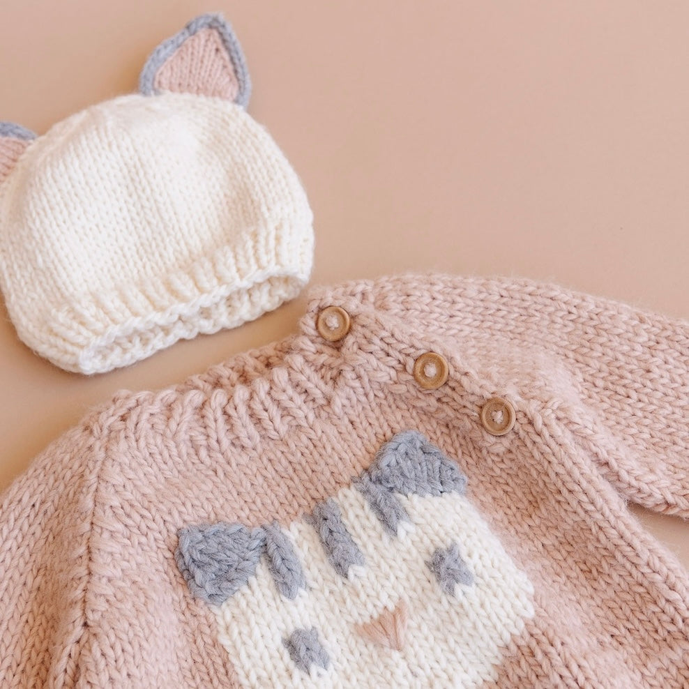 The Blueberry Hill Knit Cat Sweater ~ Blush
