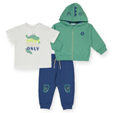 Mayoral Baby Boy Hoodie, T-Shirt, & Sweatpants Set ~ Eucalyptus/Indigo