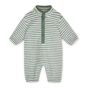 Rylee + Cru Baby Fuzzy Winter Jumpsuit ~ Evergreen Stripe