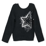 Hannah Banana Embroidered Star Knit Sweater & Sequin Star Mini Skirt Set 7-12 ~ Black/Silver