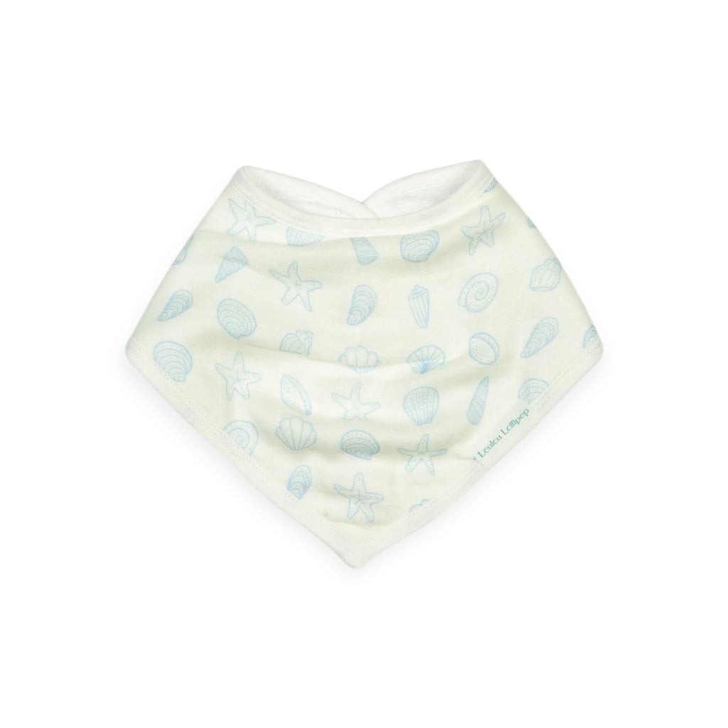 Loulou Lollipop Muslin Bandana Bib Set ~ Painterly Seahorse