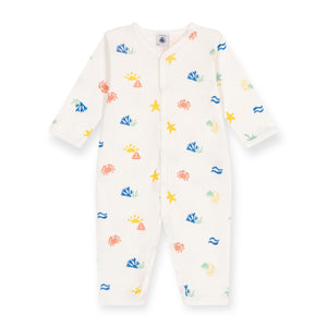 Petit Bateau l/s Sea World Print Romper ~ White Multi