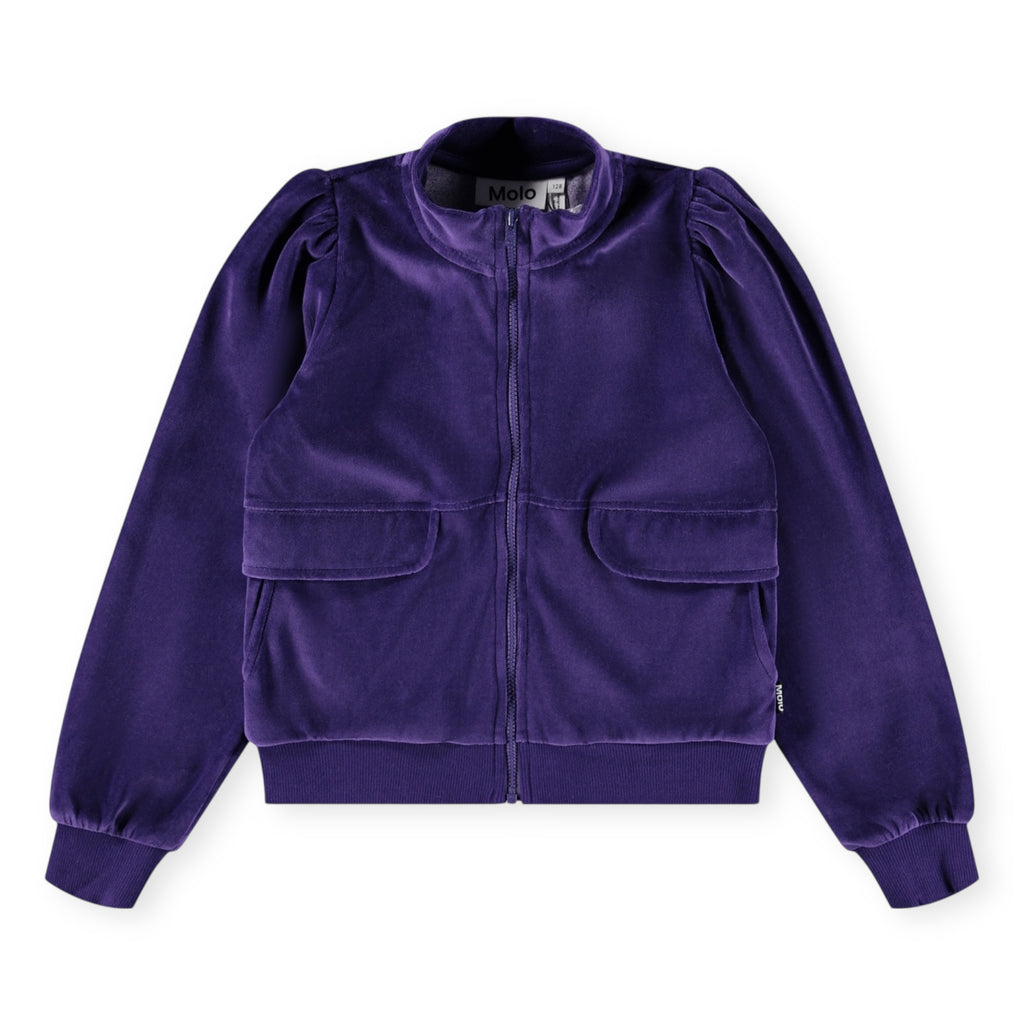 Molo Malika Velour Zip Sweatshirt & Adoria Flare Sweatpants Set ~ Space Purple