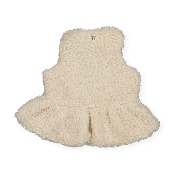Bean's Barcelona Fuzzy Polar Peplum Vest ~ Ecru – Born Yesterday