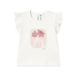 Mayoral Baby Girl s/s T-Shirt w/ Flowers ~ Natural/Pink