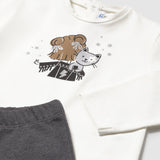 Mayoral Baby Girl Stars Zip Hoodie, l/s Tee & Sweatpants Set ~ Heathered Lead