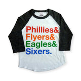 Philly Teams Raglan Tee ~ White/Vintage Black