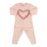Oh Baby! Velvet Ruffle Heart 2pc Set ~ Pale Pink