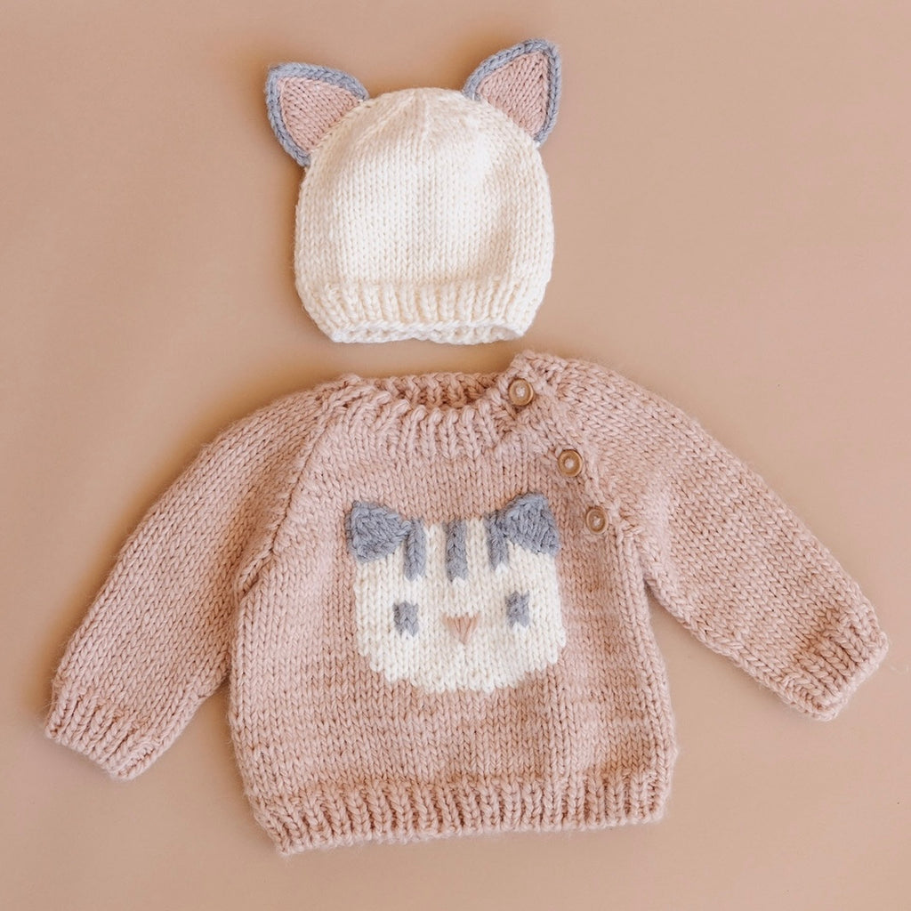 The Blueberry Hill Knit Cat Sweater ~ Blush