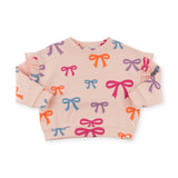 Oh Baby! Multi Bright Bows Ruffle Sweatshirt & Wide Ribbed Leggings Set ~ Barely Pink/Hot Pink