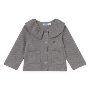 Mayoral Baby Girl Cardigan, l/s Tee & Tulle Skirt 3 Piece Set ~ Silver