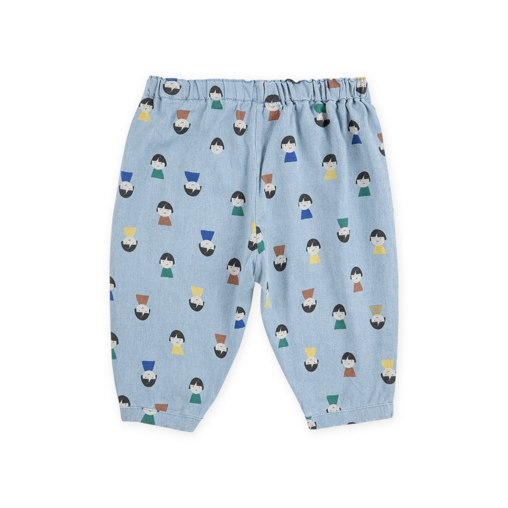 Bobo Choses Baby Game Pawns Print Denim Blouse & Pants Set ~ Light Blue