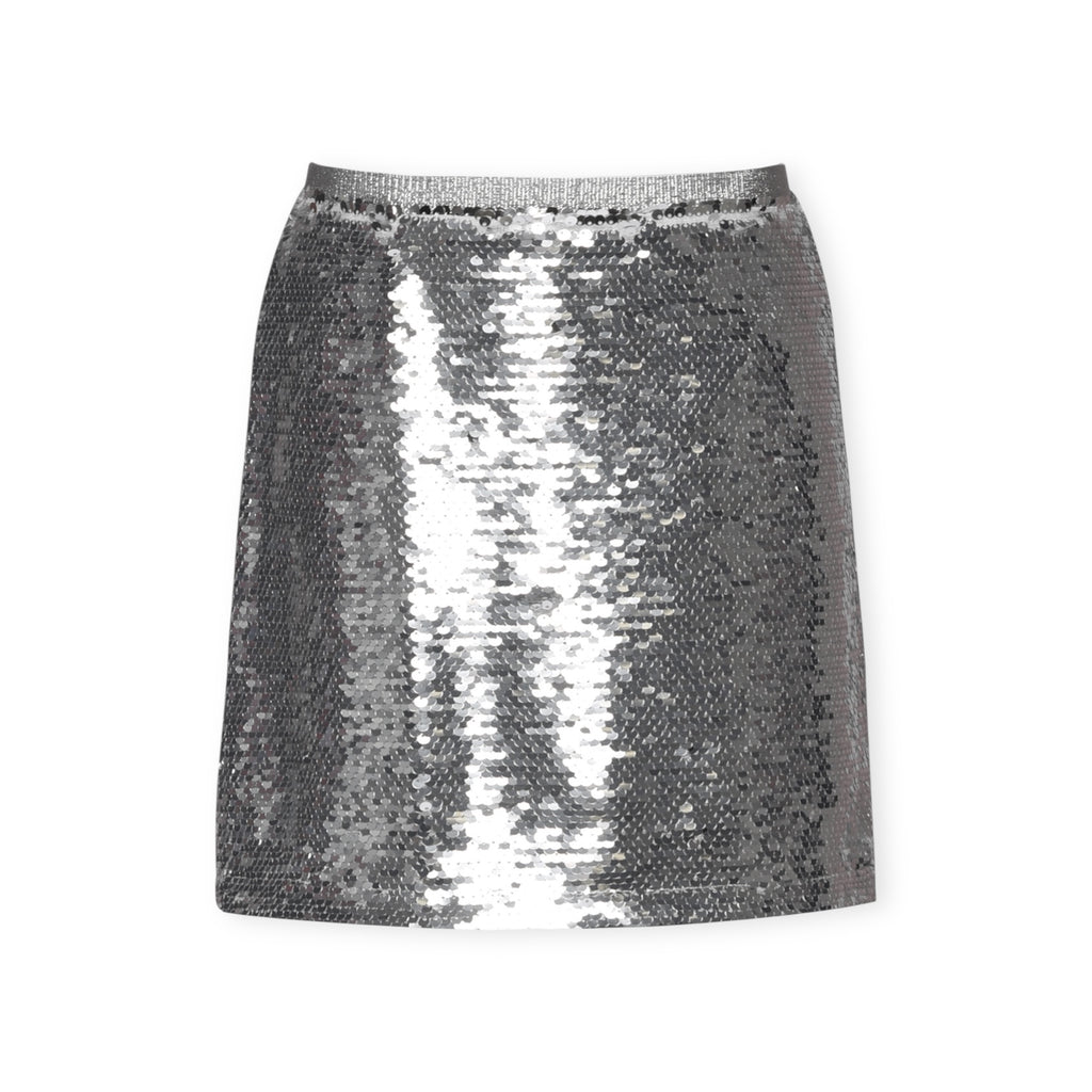 Hannah Banana Fuzzy Metallic Sequin Bows Sweater & Sequin Mini Skirt Set 7-12 ~ Grey/Silver