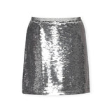 Hannah Banana Fuzzy Metallic Sequin Bows Sweater & Sequin Mini Skirt Set 7-12 ~ Grey/Silver
