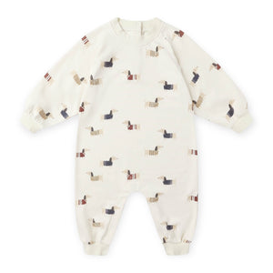 Rylee + Cru Baby Raglan Jumpsuit ~ Dachshund/Natural
