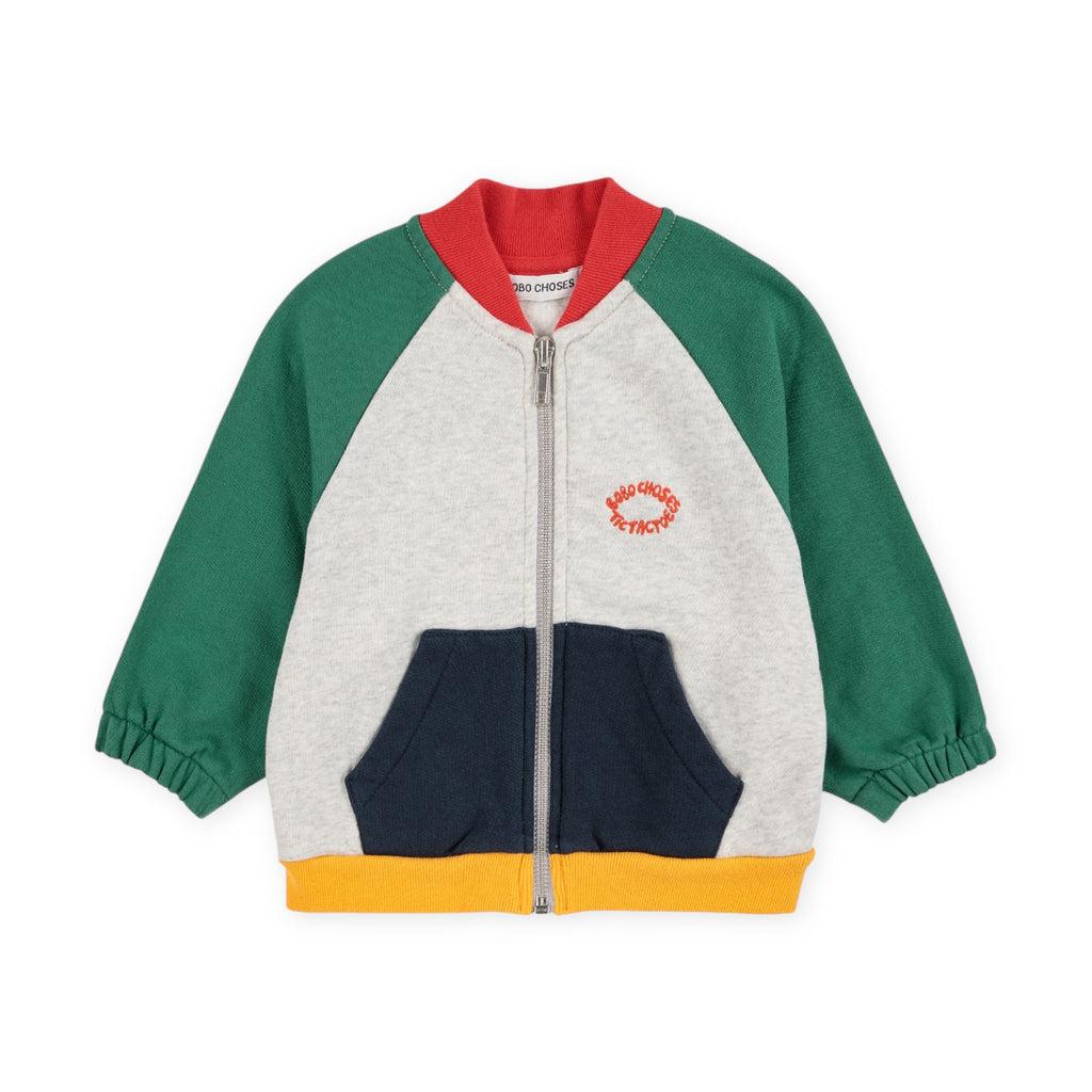 Bobo Choses Baby Tic Tac Toe Color Block Zip Sweatshirt, Duck l/s Tee & Joggers Set ~ Navy/Green Multi