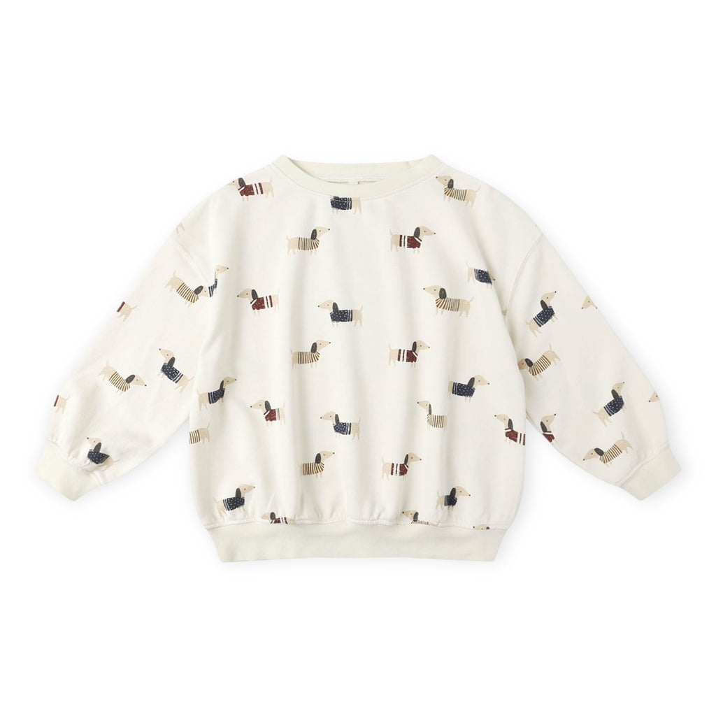 Rylee + Cru Baby Relaxed Sweatshirt & Sweatpants Set ~ Dachshund/Natural