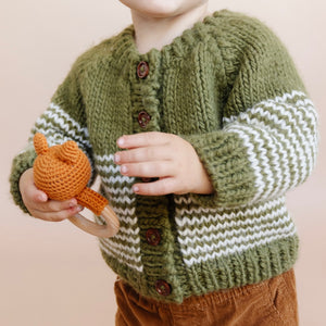 The Blueberry Hill Knit Stripe Cardigan ~ Moss