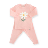 Oh Baby! White Daisy Terry 2pc Set ~ Pale Pink