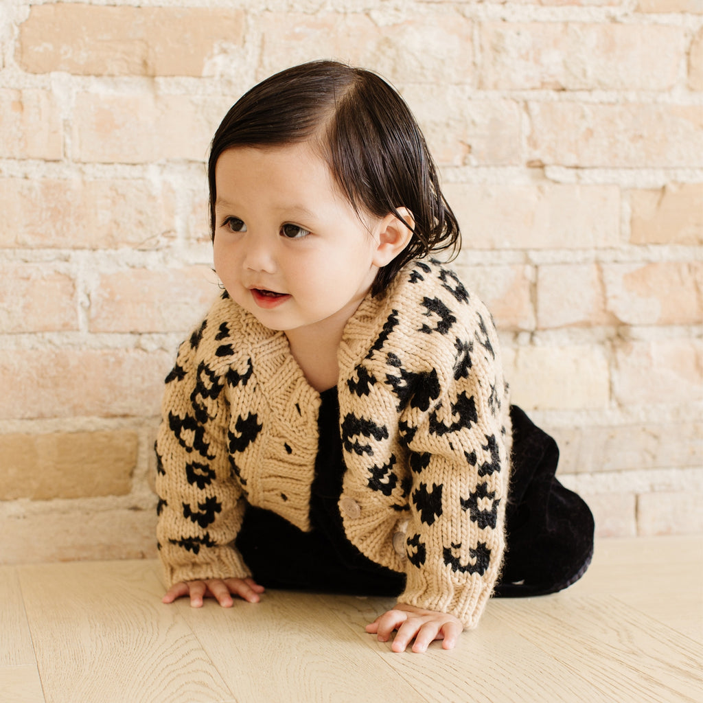 The Blueberry Hill Knit Cheetah Cardigan ~ Latte/Black