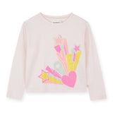 Billieblush Girls Love Graphic l/s T-Shirt & Gradient Pleated Skirt Set ~ Light Pink/Multi